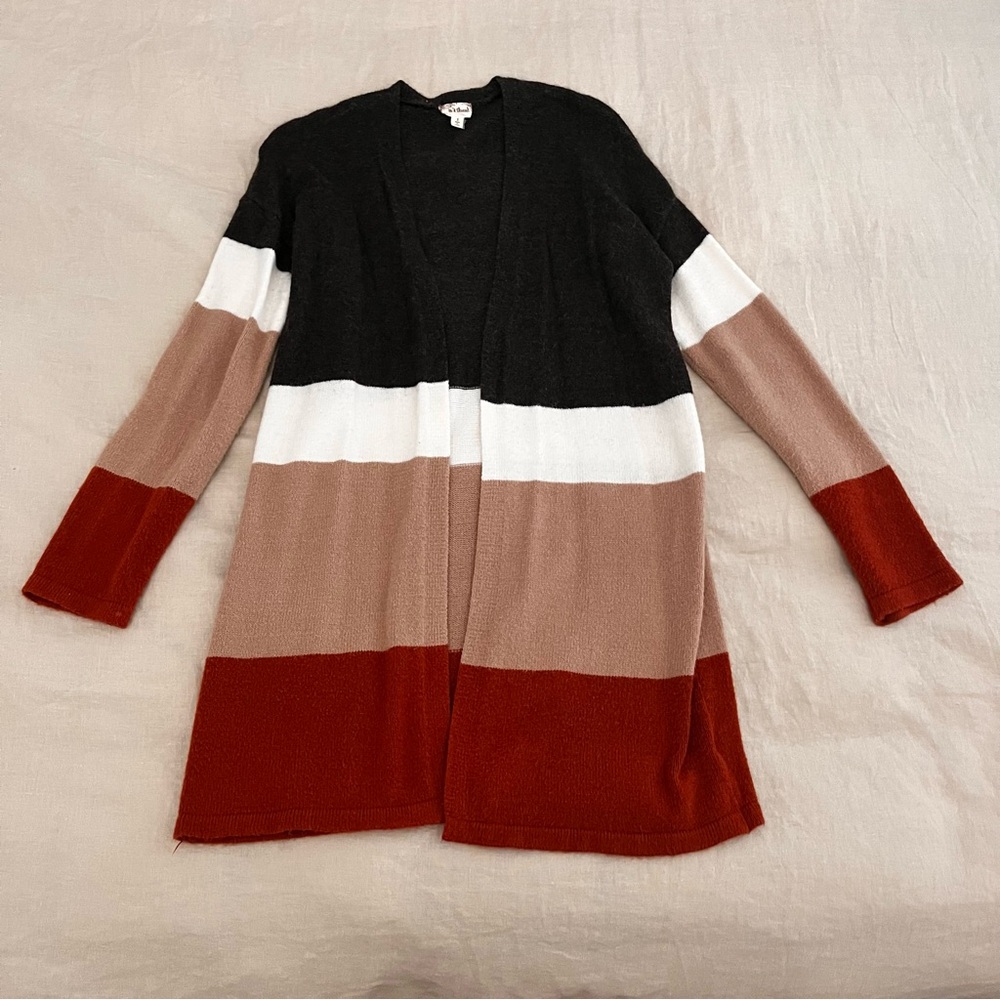 Colorblock Open Front Cardigan